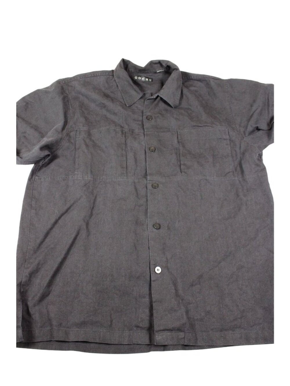 Gochu Mens Charcoal Gray Button-Up Short Sleeve Shirt Size XL